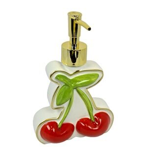 Cherry Soap Dispenser Mayim Ceramic Gold Pump Cottagecore Retro Kitchen Decor